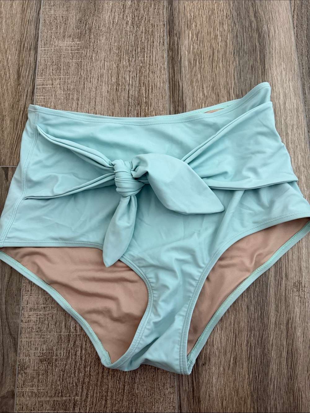 Kortni Jeane High-Waist Tie Bikini Bottoms - Light Aqua